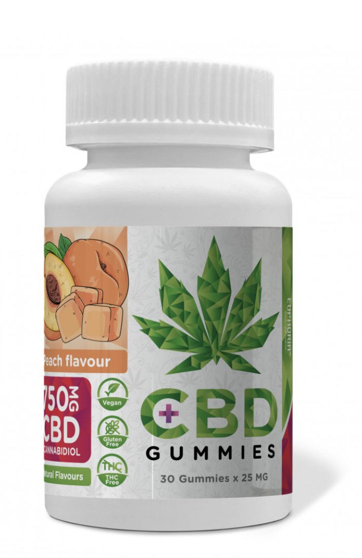 Euphoria CBD Gummies Peach 750 mg CBD, 30 pcs x 25 mg