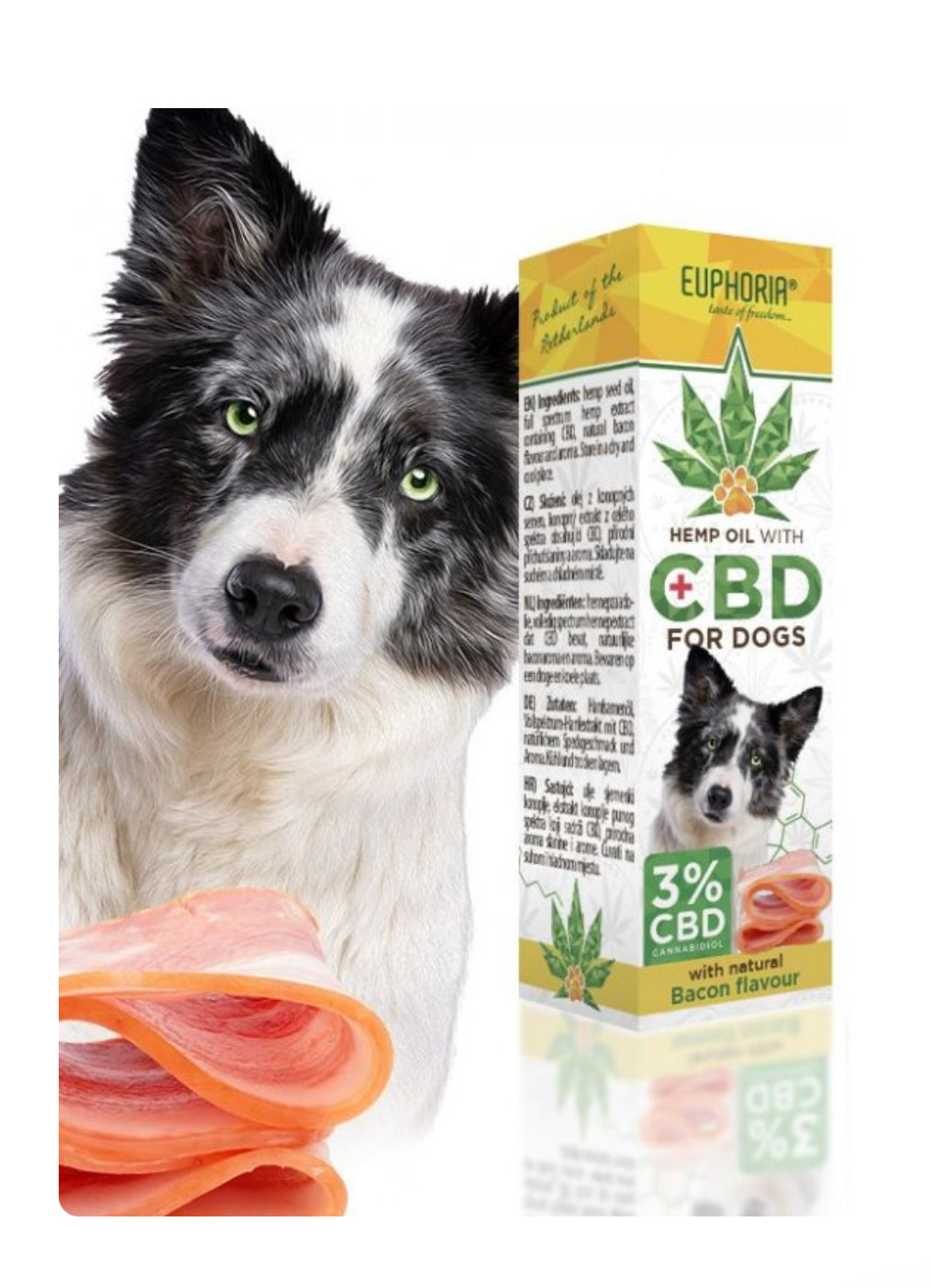 Euphoria CBD Oil for dogs 3%, 300mg, 10ml - bacon flavour