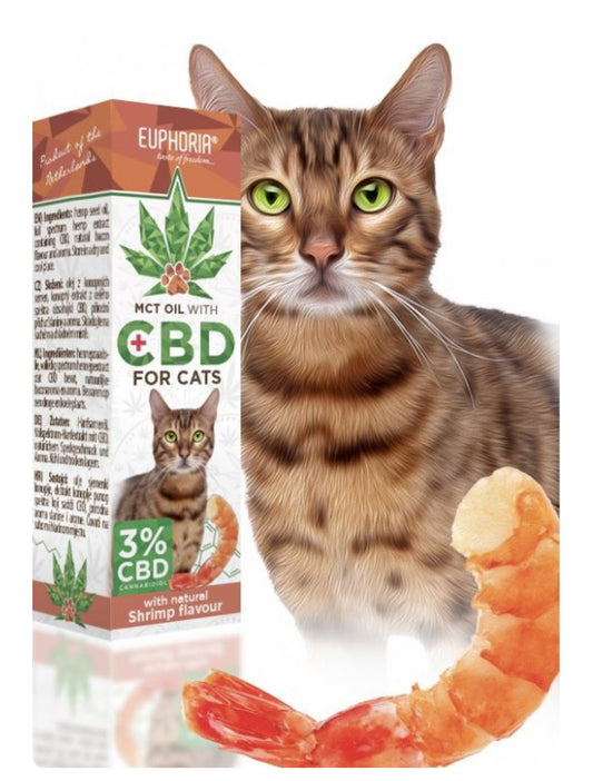 Euphoria CBD Oil for cats 3%, 300mg, 10ml - shrimp flavour