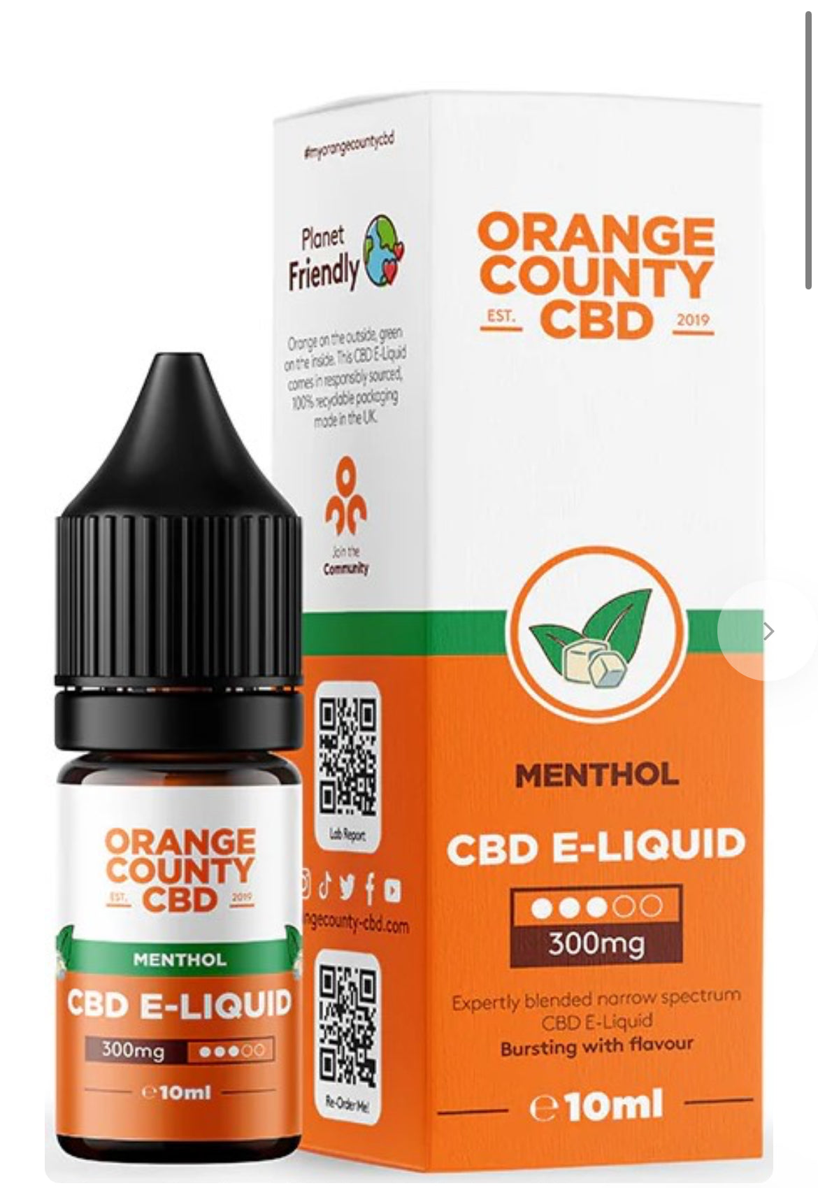 Orange County CBD E-Liquid Menthol, CBD 300 mg, 10 ml