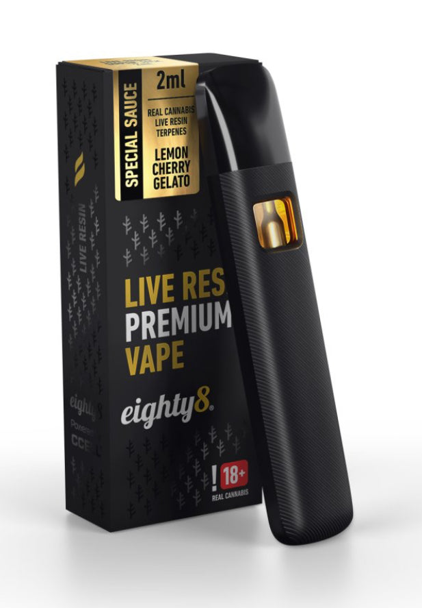 Eighty8 CBD Live Resin Vape Lemon Cherry Gelato, 92 % CBD, 2 ml