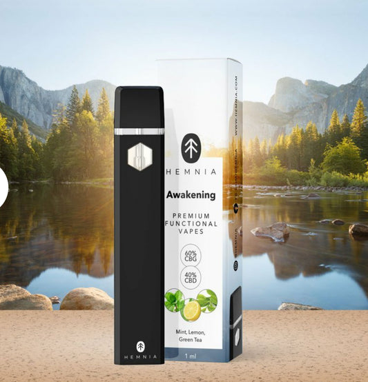 Hemnia Premium Functional Vape Pen Awakening - 60 % CBG, 40 % CBD, lemon, mint, green tea, 1 ml