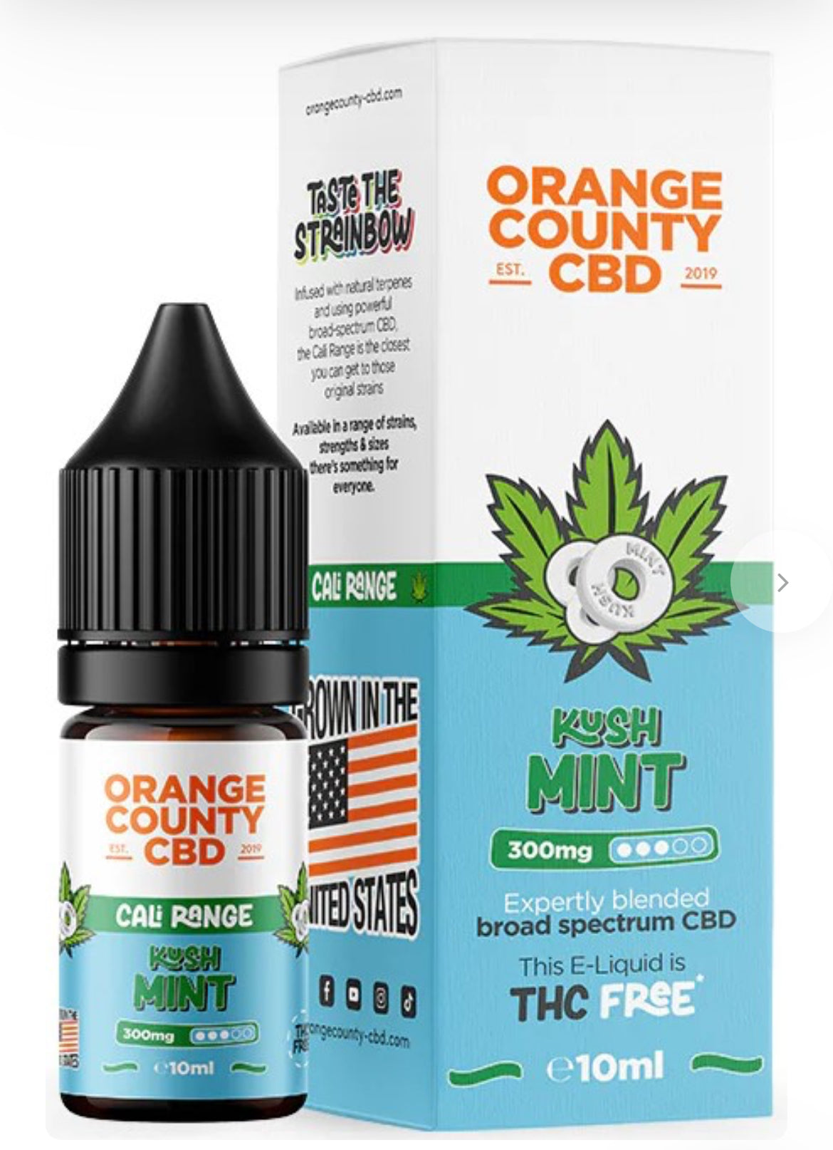 Orange County CBD E-Liquid Kush Mint, CBD 300 mg, 10 ml