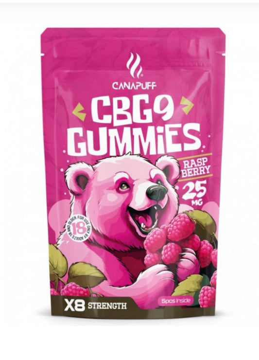 CanaPuff CBG9 Gummies Raspberry, 5 pcs x 25 mg CBG9, 125 mg