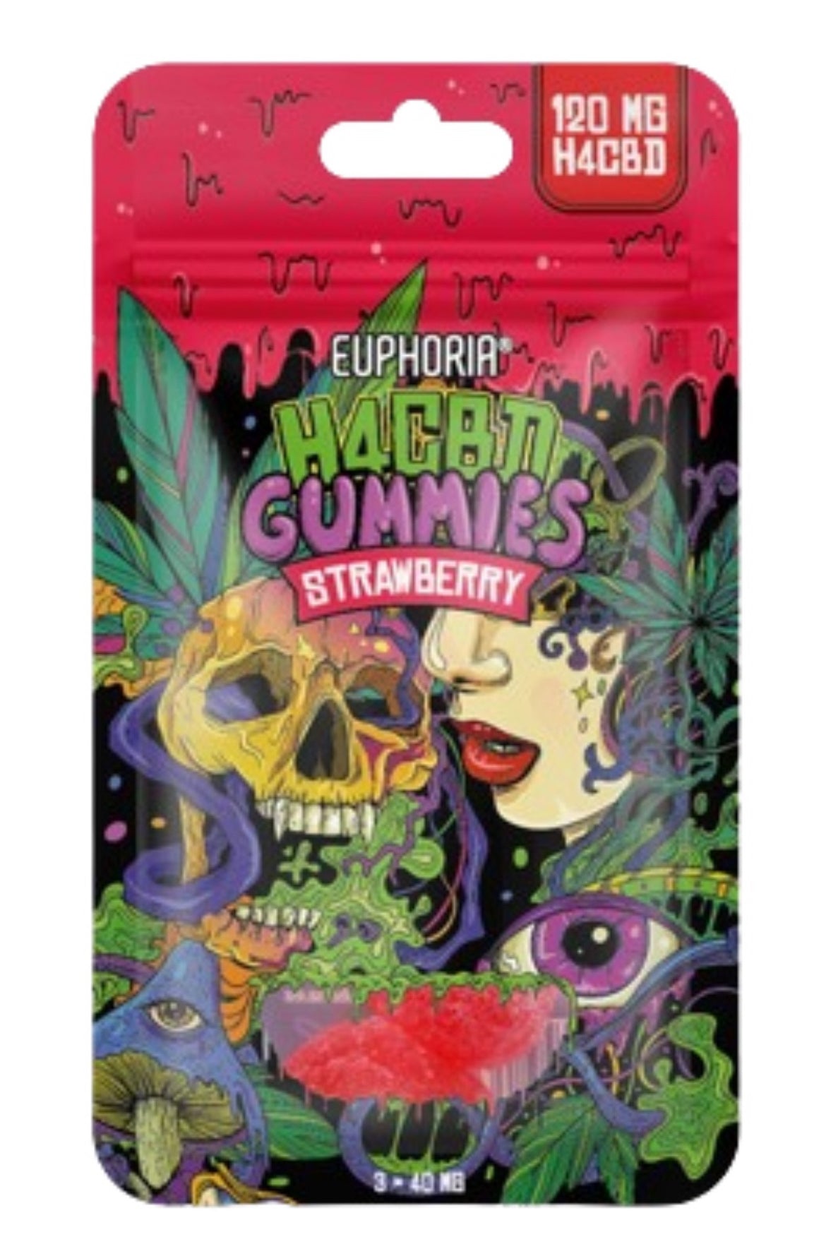 Euphoria H4CBD Gummies Strawberry, 3 pcs x 40 mg, 120 mg