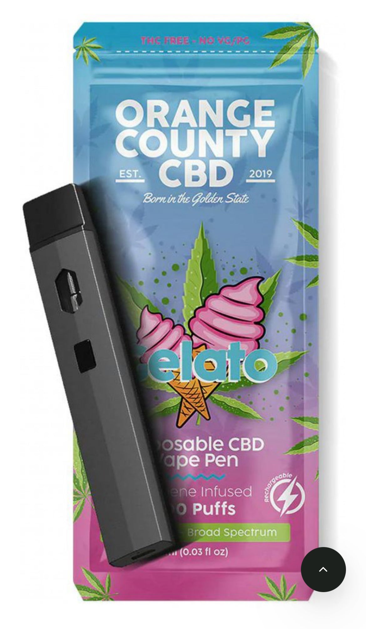 Orange County CBD Vape Pen Gelato, 600mg CBD, 1ml