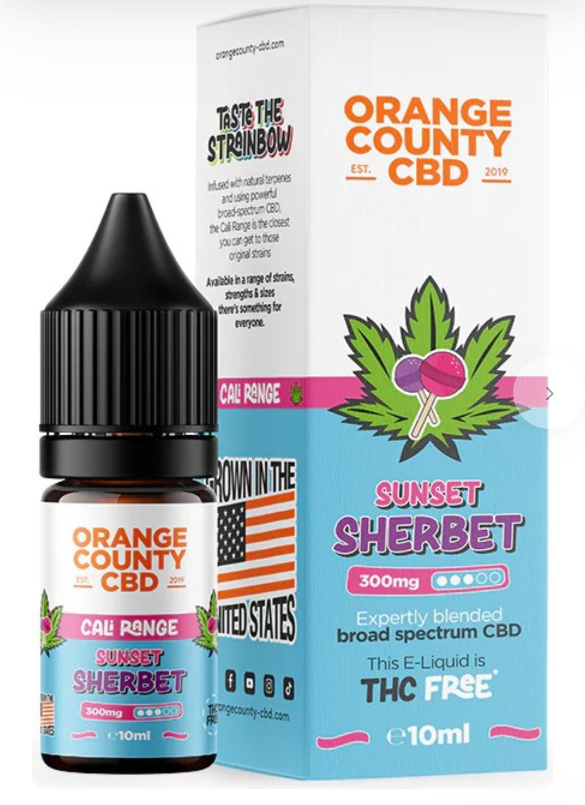 Orange County CBD E-Liquid Sunset Sherbet, CBD 300 mg, 10 ml