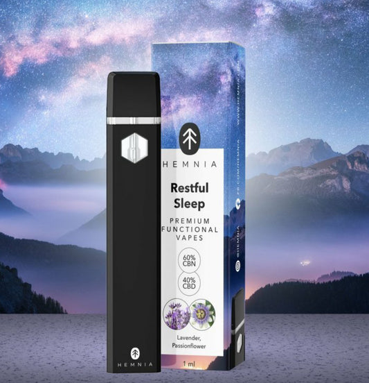 Hemnia Premium Functional Vape Pen Restful Sleep – 40 % CBD, 60 % CBN, Lavender, Passionflower, 1 ml