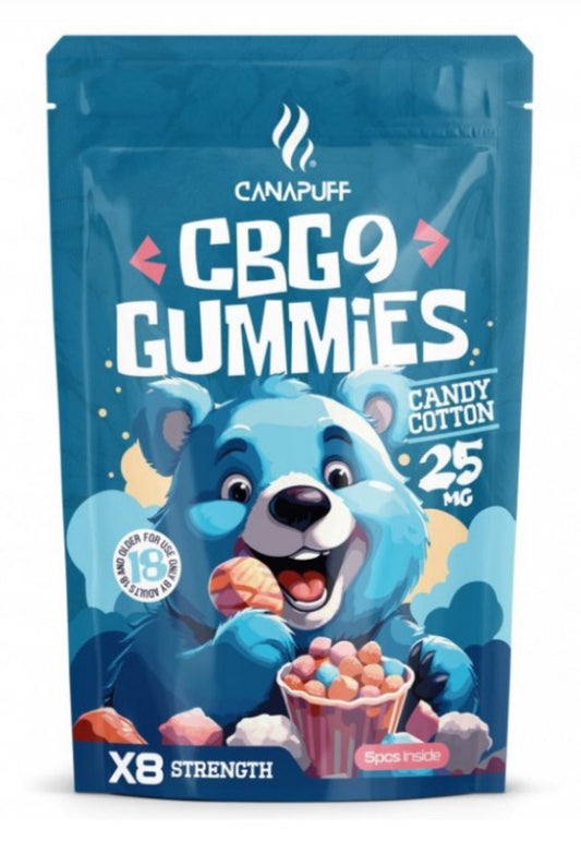 CanaPuff CBG9 Gummies Candy Cotton, 5 pcs x 25 mg CBG9, 125 mg