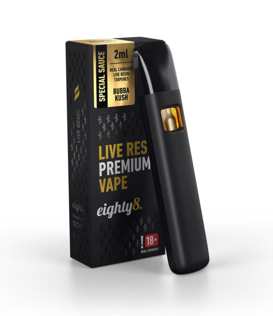 Eighty8 CBD Live Resin Vape Bubba Kush, 92 % CBD, 2 ml