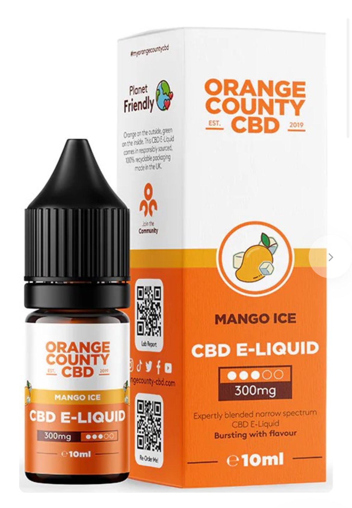 Orange County CBD E-Liquid Mango Ice, CBD 300 mg, 10 ml