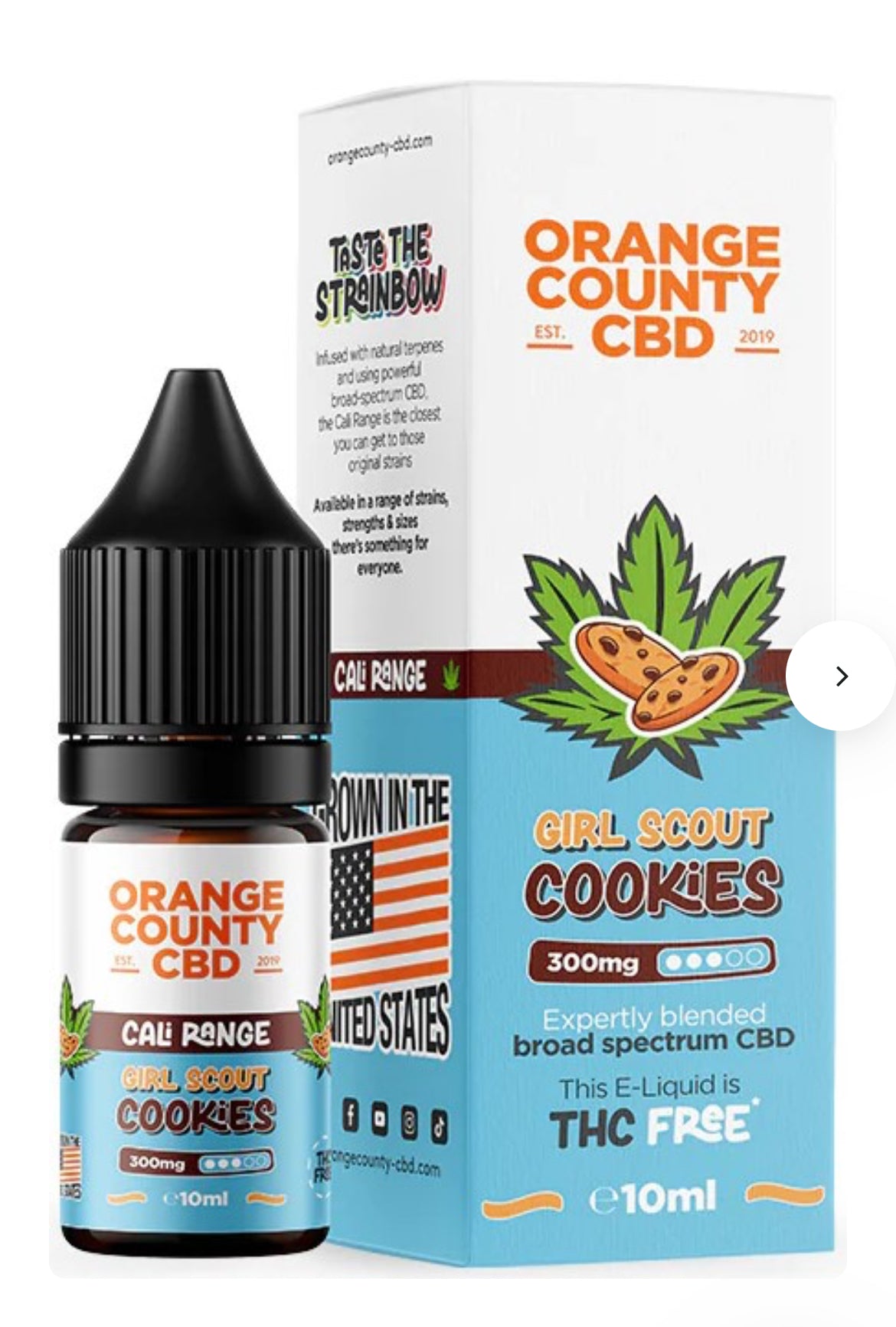 Orange County CBD E-Liquid Girl Scout Cookies, CBD 300 mg, 10 ml