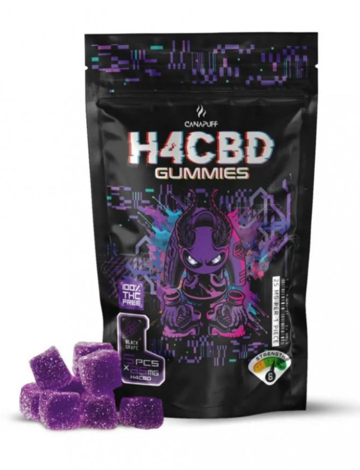 CanaPuff H4CBD Gummies Black Grape, 5 pcs x 25 mg H4CBD, 125 mg